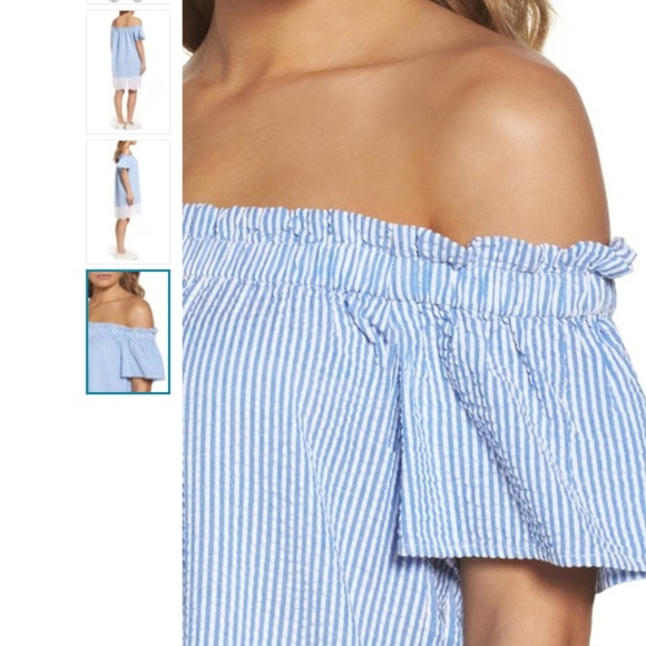 FRENCH CONNECTION Stripe Off Shoulder Dress XS - Picture 3 of 5